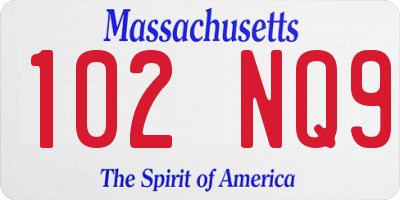 MA license plate 102NQ9