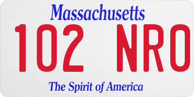 MA license plate 102NR0