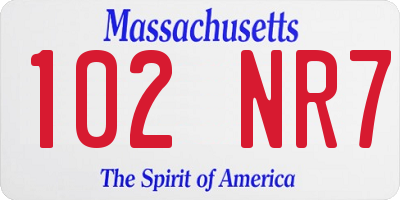 MA license plate 102NR7