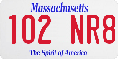 MA license plate 102NR8
