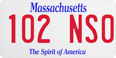 MA license plate 102NS0