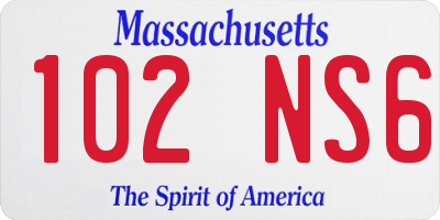 MA license plate 102NS6