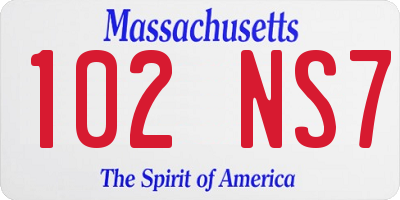 MA license plate 102NS7