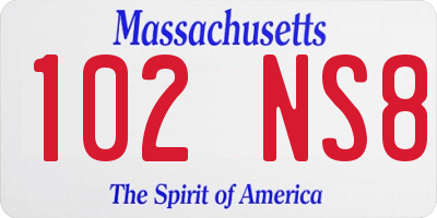 MA license plate 102NS8