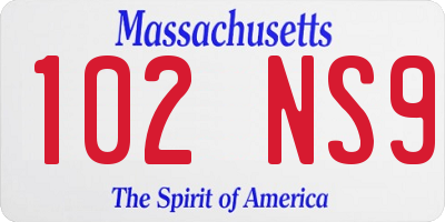 MA license plate 102NS9