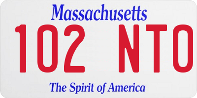 MA license plate 102NT0