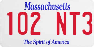 MA license plate 102NT3