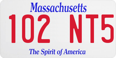 MA license plate 102NT5