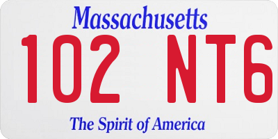 MA license plate 102NT6