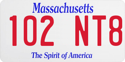 MA license plate 102NT8