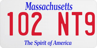 MA license plate 102NT9