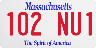 MA license plate 102NU1