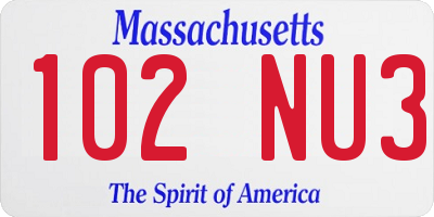 MA license plate 102NU3