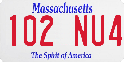 MA license plate 102NU4
