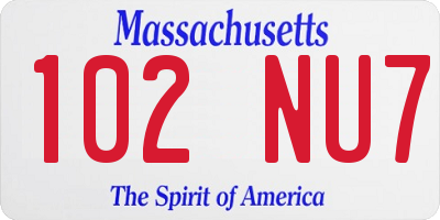 MA license plate 102NU7