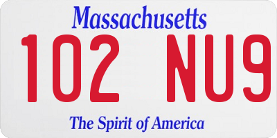 MA license plate 102NU9