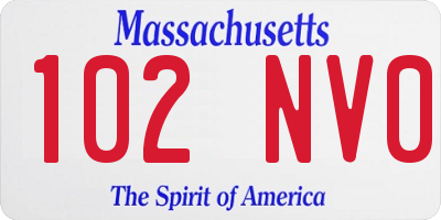 MA license plate 102NV0