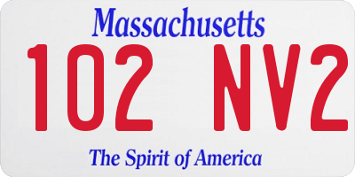 MA license plate 102NV2