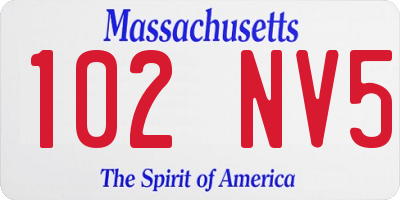 MA license plate 102NV5
