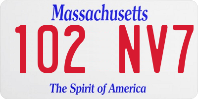 MA license plate 102NV7