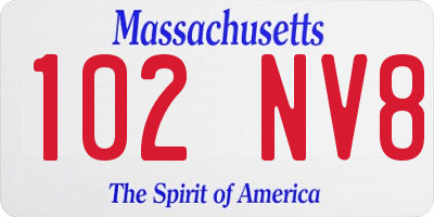 MA license plate 102NV8