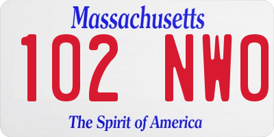 MA license plate 102NW0