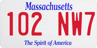 MA license plate 102NW7