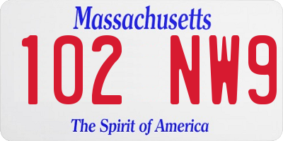 MA license plate 102NW9