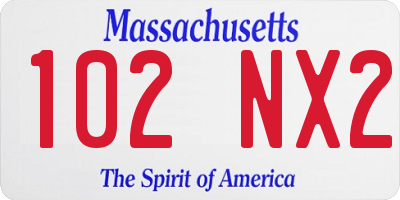 MA license plate 102NX2