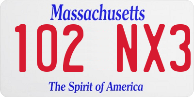 MA license plate 102NX3