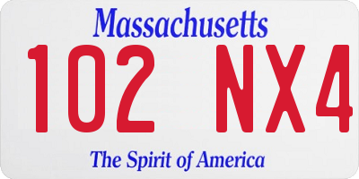 MA license plate 102NX4