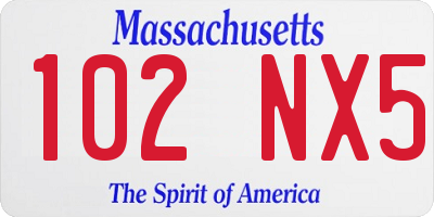 MA license plate 102NX5