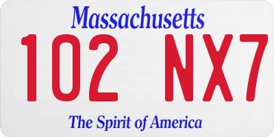 MA license plate 102NX7