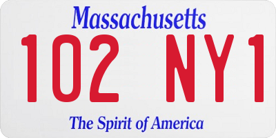 MA license plate 102NY1