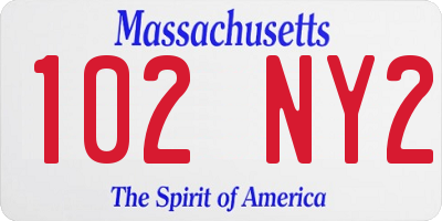 MA license plate 102NY2