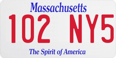 MA license plate 102NY5