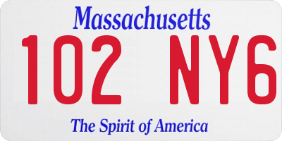 MA license plate 102NY6