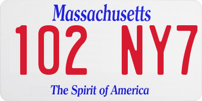 MA license plate 102NY7