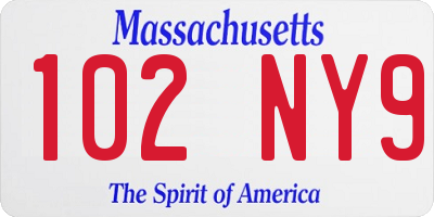 MA license plate 102NY9