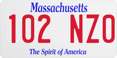 MA license plate 102NZ0