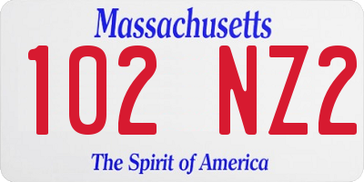 MA license plate 102NZ2