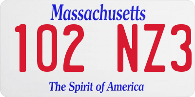 MA license plate 102NZ3