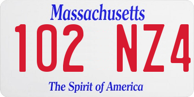 MA license plate 102NZ4