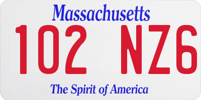 MA license plate 102NZ6