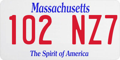 MA license plate 102NZ7
