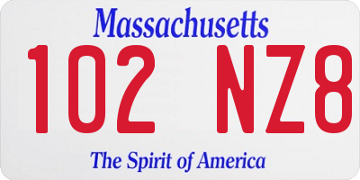 MA license plate 102NZ8