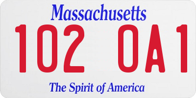 MA license plate 102OA1