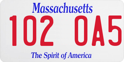 MA license plate 102OA5