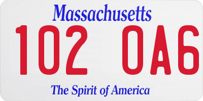 MA license plate 102OA6