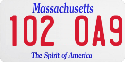 MA license plate 102OA9